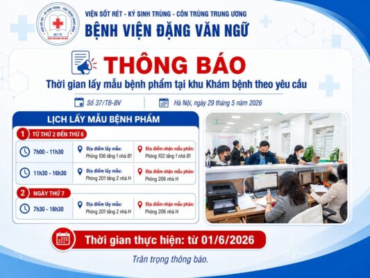 Thông báo lịch và địa điểm lấy mẫu bệnh phẩm tại khu Khám bệnh theo yêu cầu